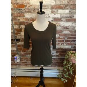 Ann Taylor Olive Green 3 Quarter Sleeve Top Size S